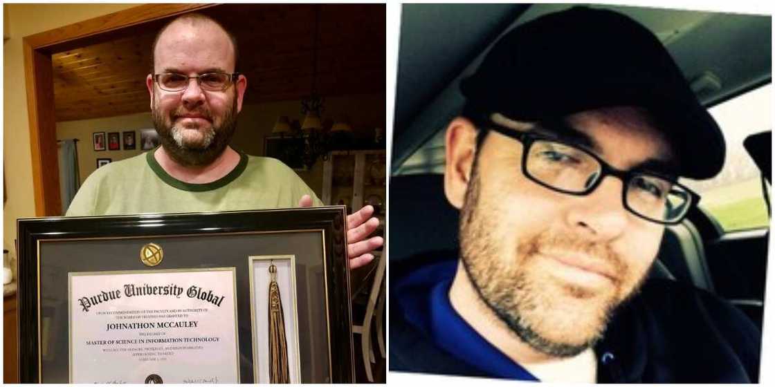 Man Who Quit Secondary School 27 Years Ago Celebrates as He Gets Master's Degree, Frames His Certificate Man Who Quit Secondary School 27 Years Ago Celebrates as He Gets Master's Degree, Frames His Certificate