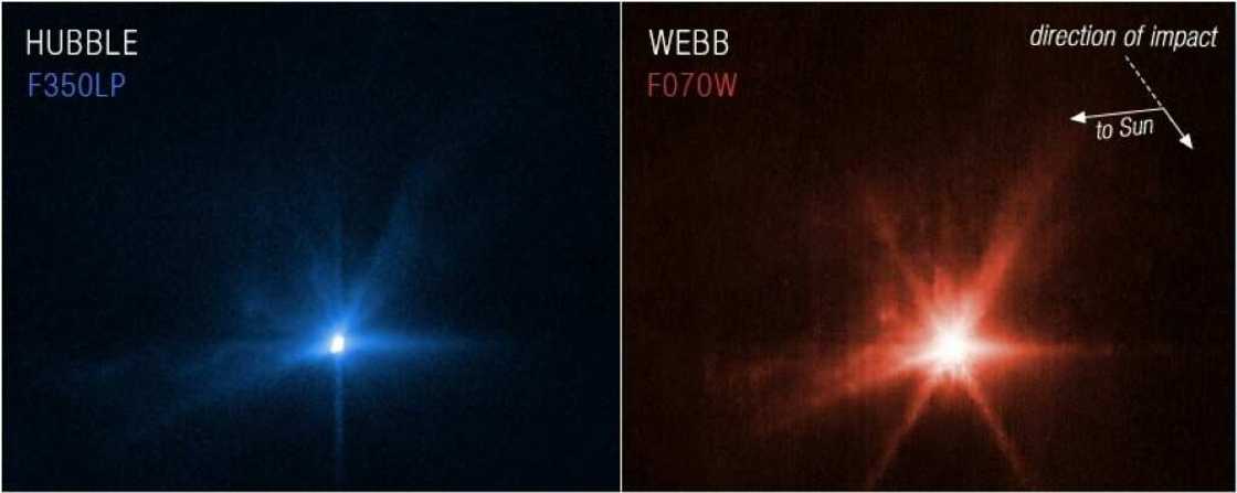 Both Webb and Hubble observed the asteroid before and after the collision took place