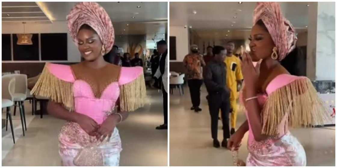 Photos of the lady in the asoebi dress