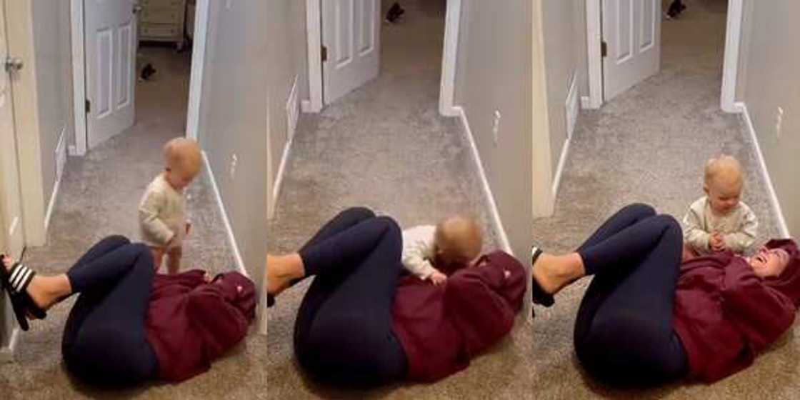 Mum fakes crying to attract her son's attention Mum fakes crying to attract her son's attention