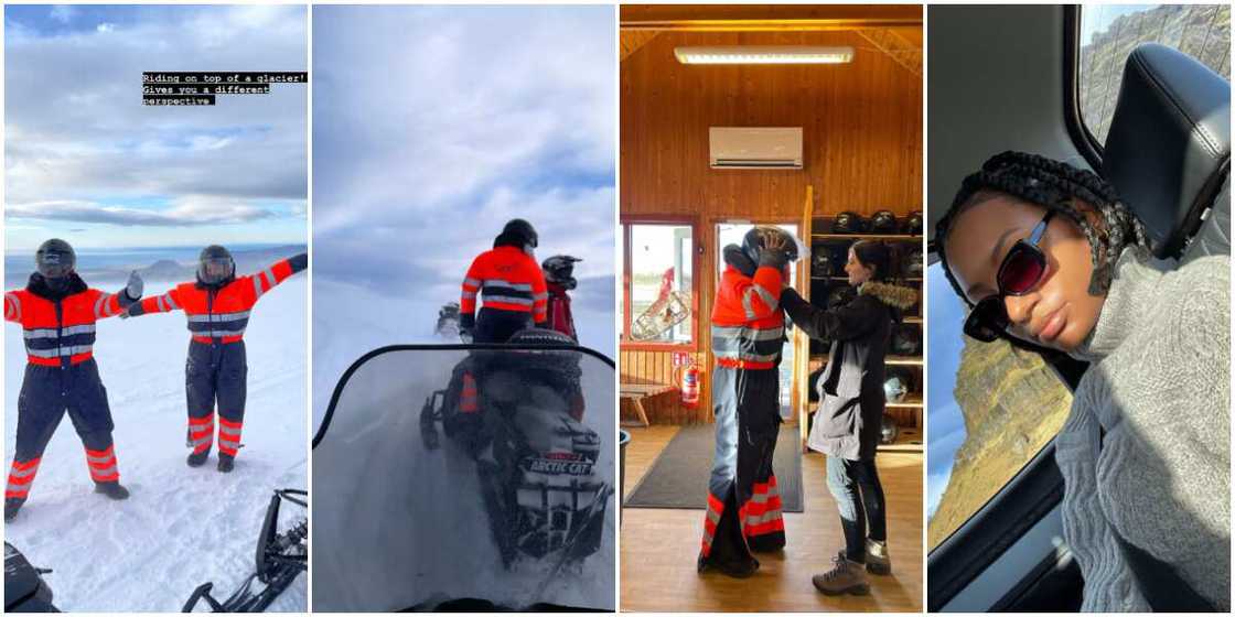 Billionaire vacation: Mr Eazi, Temi Otedola in Iceland, go snowmobiling, dining in a cave Billionaire vacation: Mr Eazi, Temi Otedola in Iceland, go snowmobiling, dining in a cave