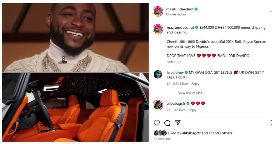 Isreal DMW talks about Davido's new car