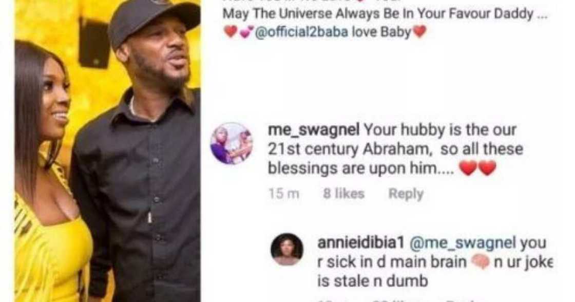 Father's Day: Annie Idibia replies troll who called 2baba 21st-century Father Abraham Father's Day: Annie Idibia replies troll who called 2baba 21st-century Father Abraham