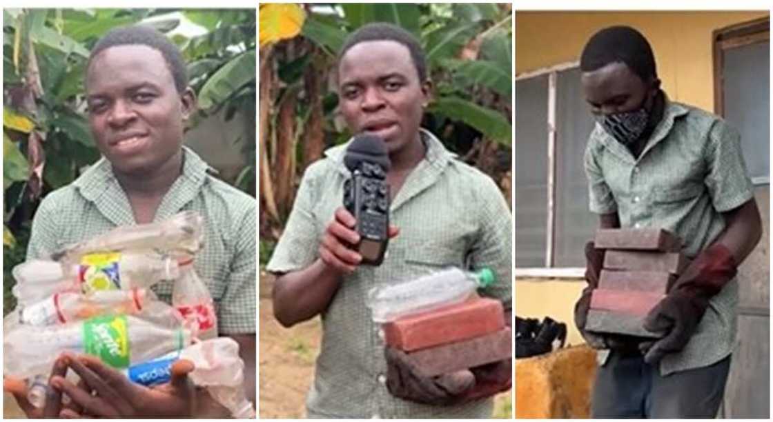 Promise, the plastic guy who uses waste plastic to produce bricks. Promise, the plastic guy who uses waste plastic to produce bricks.