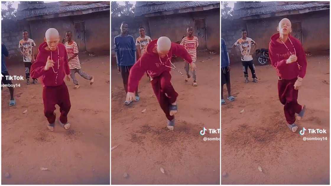 Albino boy danced/Boys in slides performed. Albino boy danced/Boys in slides performed.