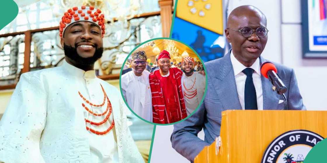 Davido at his wedding Davido with Sanwo-Olu and his father, Sanwo-Olu Davido at his wedding Davido with Sanwo-Olu and his father, Sanwo-Olu