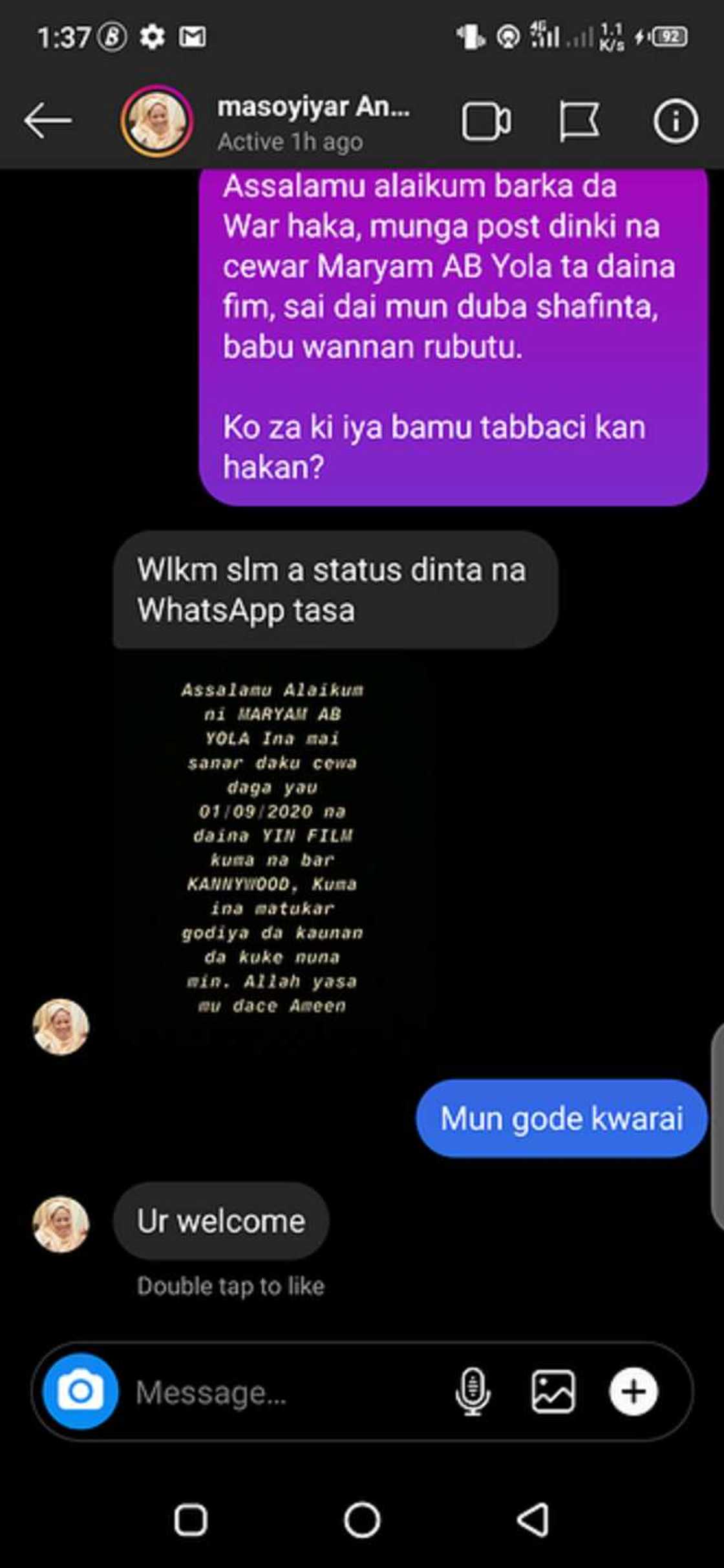 Jaruma Maryam AB Yola ta fita daga Kannywood, ta daina fim Jaruma Maryam AB Yola ta fita daga Kannywood, ta daina fim