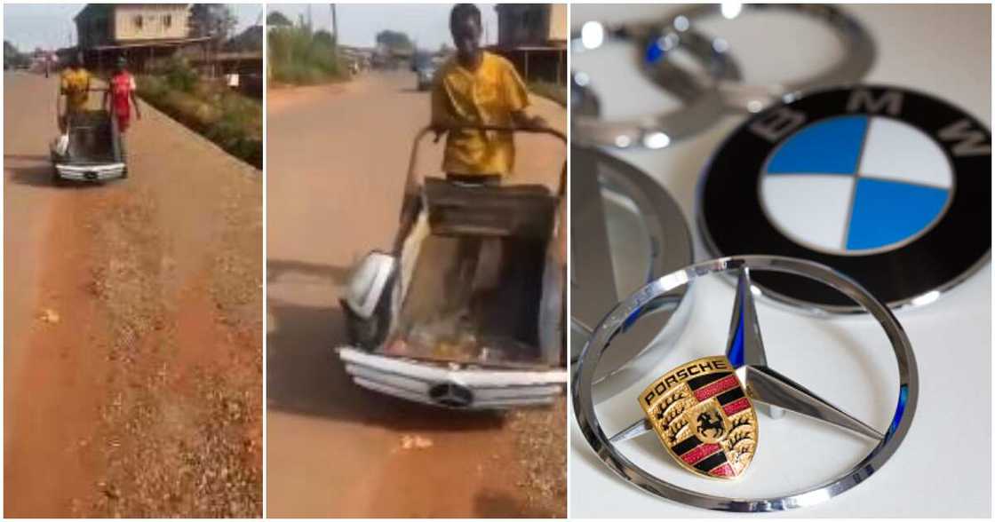 Reactions trail video of Benz-patterned redesigned wheelbarrow on street Reactions trail video of Benz-patterned redesigned wheelbarrow on street