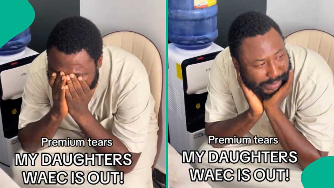 Dad breaks down in tears after seeing his daughters' WAEC results
