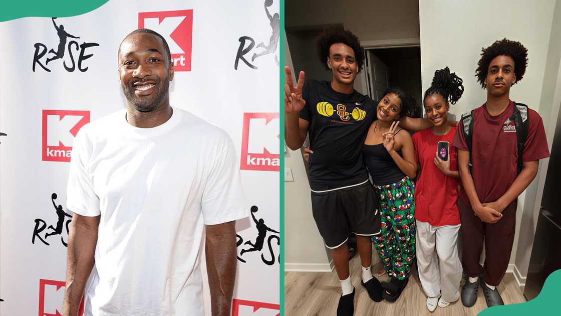 Gilbert Arenas at LA Live, and his kids: Izela, Alijah, Aloni, and Hamiley Arenas