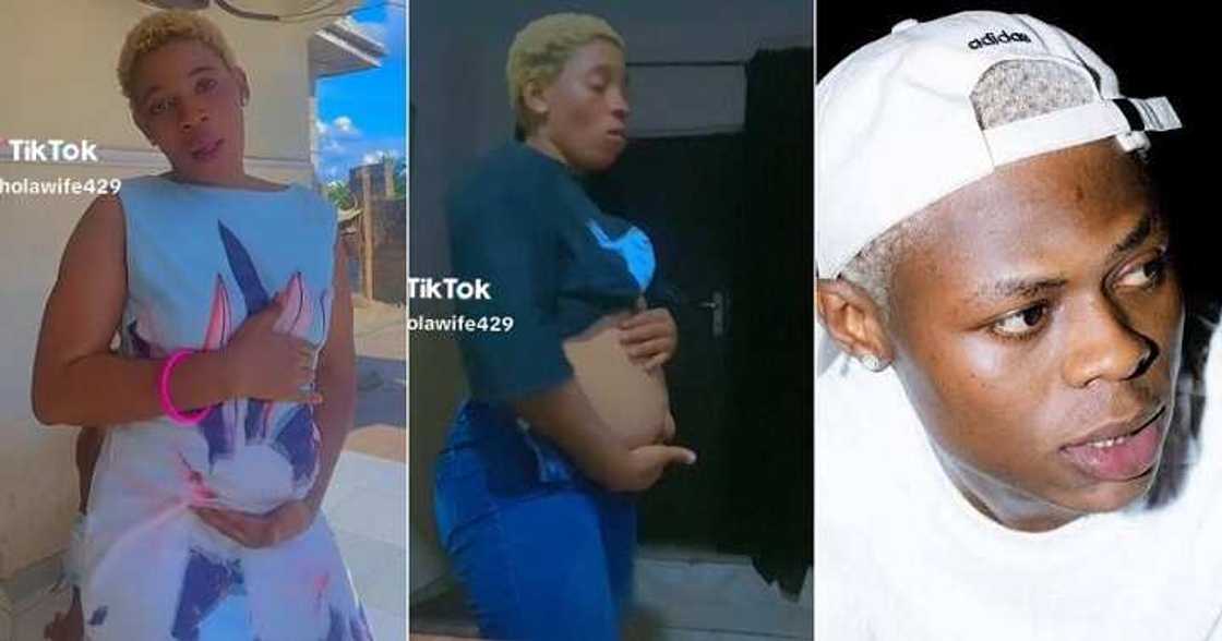 Lady claims to be pregnant for Mohbad, flaunts baby bump