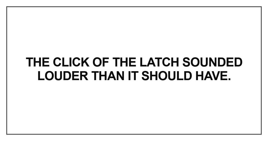 The click of the latch sounded louder The click of the latch sounded louder