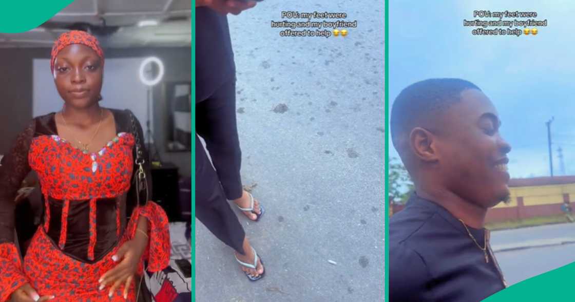 Nigerian Man Gives Girlfriend His Shoes and Wears Her Heels After She Complained of Leg Pain Nigerian Man Gives Girlfriend His Shoes and Wears Her Heels After She Complained of Leg Pain