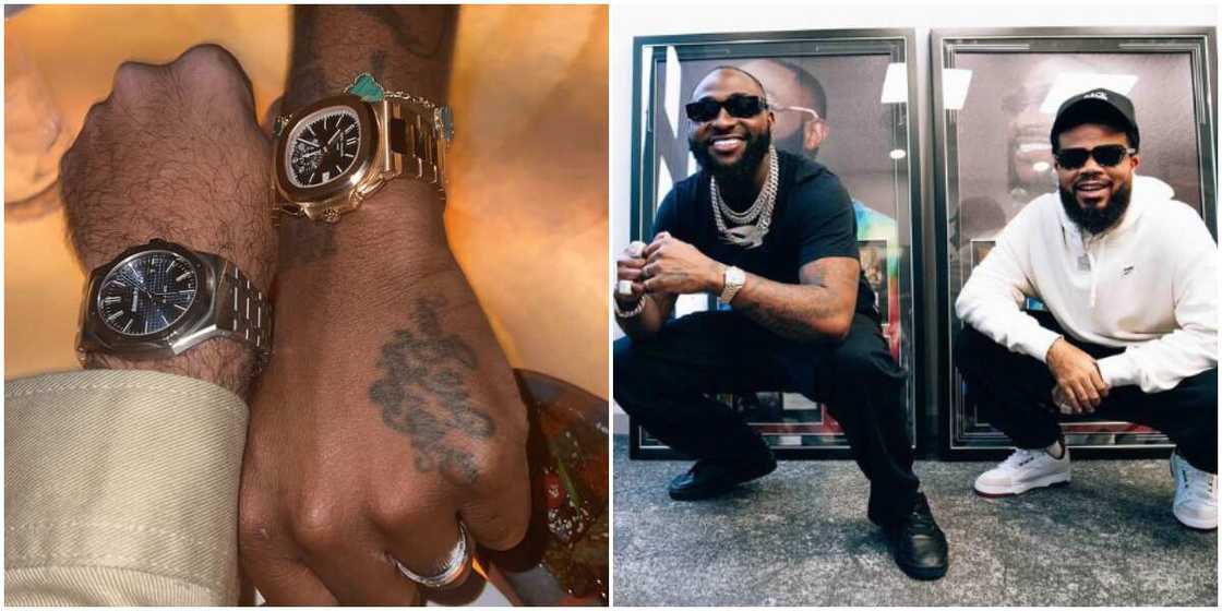 Davido and Asa Asika wear the same Patek Philippe Wristwatch, Davido and his talent manager Asa Asika