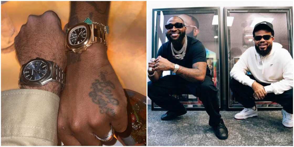 Davido and Asa Asika wear the same Patek Philippe Wristwatch, Davido and his talent manager Asa Asika Davido and Asa Asika wear the same Patek Philippe Wristwatch, Davido and his talent manager Asa Asika