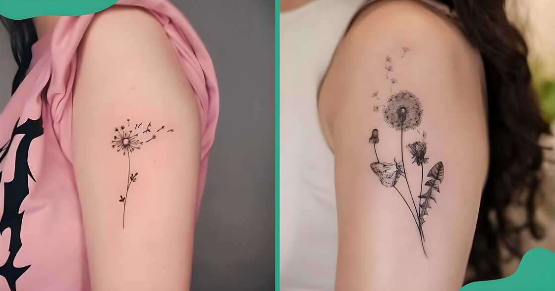 Blown dandelion tattoos on the upper arm Blown dandelion tattoos on the upper arm
