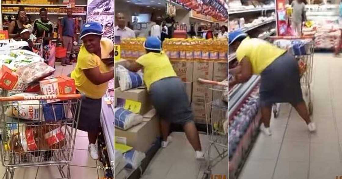 Woman picks items at mall for free Woman picks items at mall for free