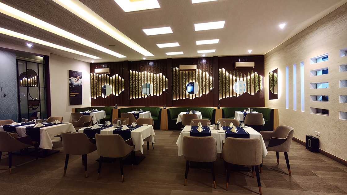 Tables and seats at 355 Restaurant & Lounge Kano. Tables and seats at 355 Restaurant & Lounge Kano.