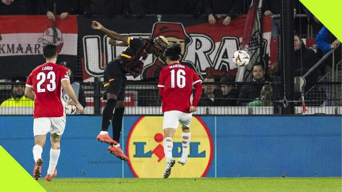 Victor Osimhen, Seiya Makuma, Galatasaray, AZ Alkmaar, Mayckel Lahdo, AFAS Stadium, Netherlands. Victor Osimhen, Seiya Makuma, Galatasaray, AZ Alkmaar, Mayckel Lahdo, AFAS Stadium, Netherlands.