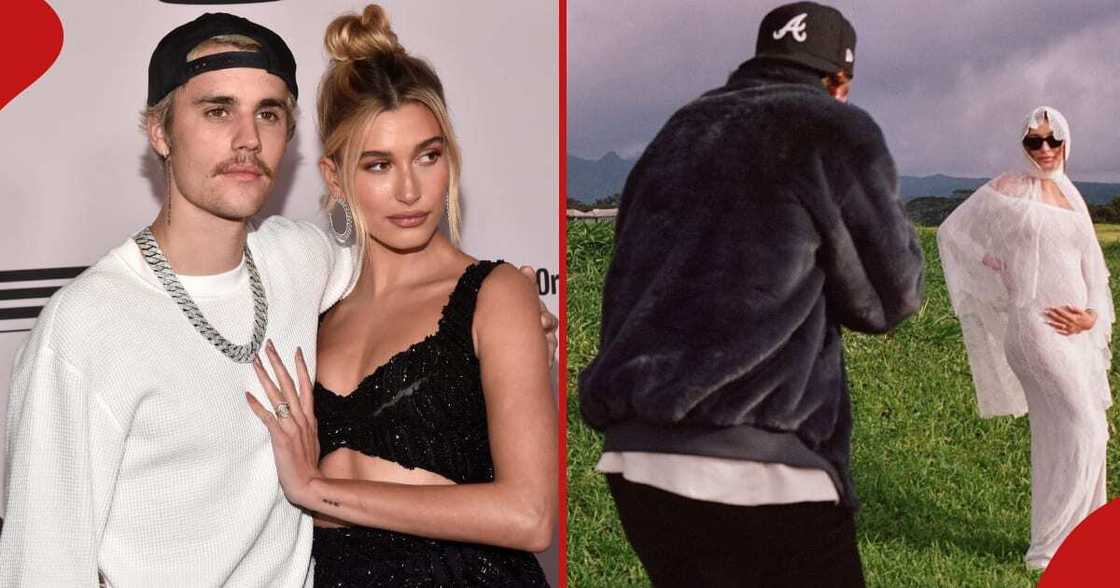 Justin Beiber and his wife Haile pose for a phot at a past event(left). Justin takes a photo of Hailey during the vow renewal ceremony in Hawaii(right). Justin Beiber and his wife Haile pose for a phot at a past event(left). Justin takes a photo of Hailey during the vow renewal ceremony in Hawaii(right).