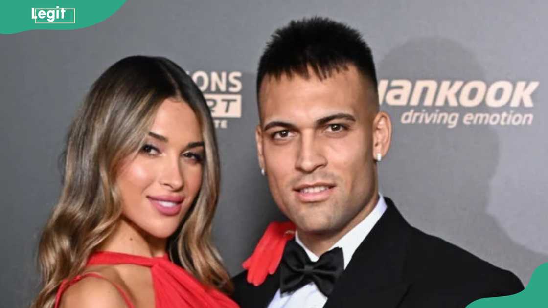 Lautaro Martinez of Inter Milan and Argentina and his wife, Agustina Gandolfo, at Théâtre du Châtelet