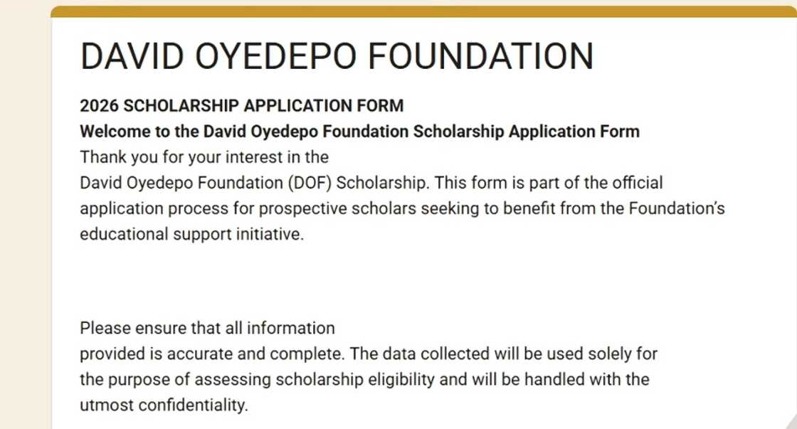 David Oyedepo Foundation scholarship application form