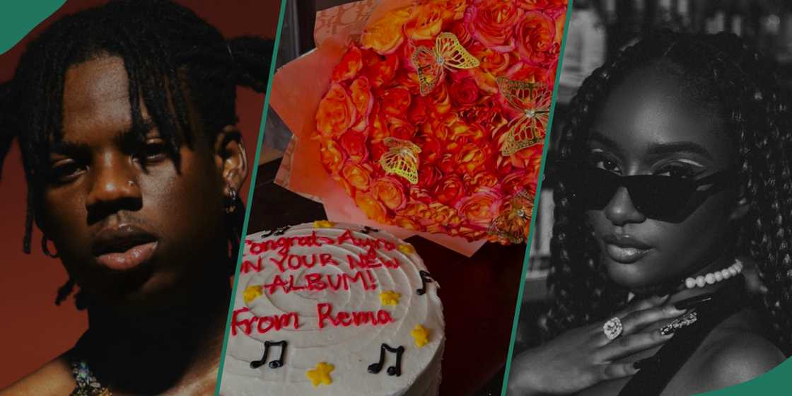 Rema sends Ayra Starr flowers for her new album. Rema sends Ayra Starr flowers for her new album.