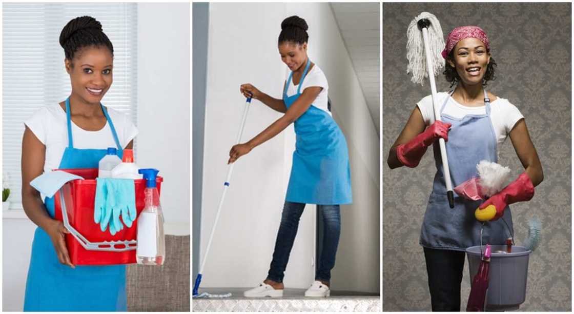 A black cleaner on duty. A black cleaner on duty.