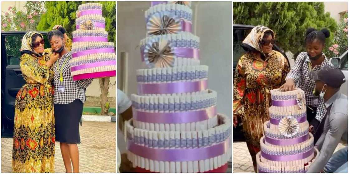 Actress Biodun Okeowo’s Daughter Overjoyed as She Receives Huge Money Cake on Birthday