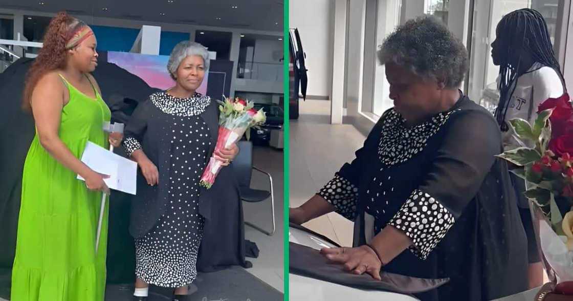A granddaughter had her grandmother praying over her brand-new VW car at a dealership. A granddaughter had her grandmother praying over her brand-new VW car at a dealership.