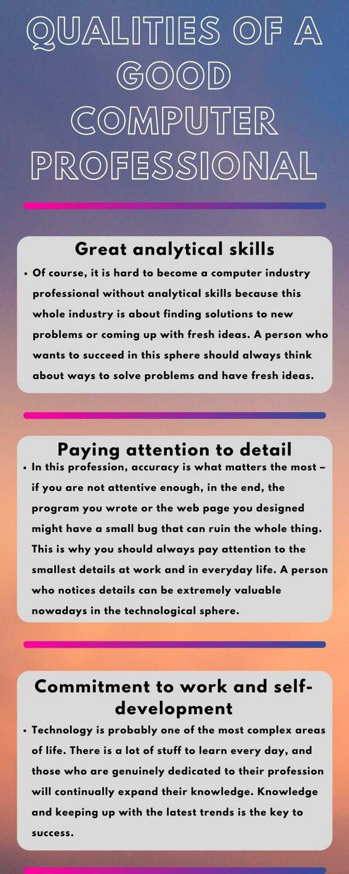 Qualities of a good computer professional Qualities of a good computer professional
