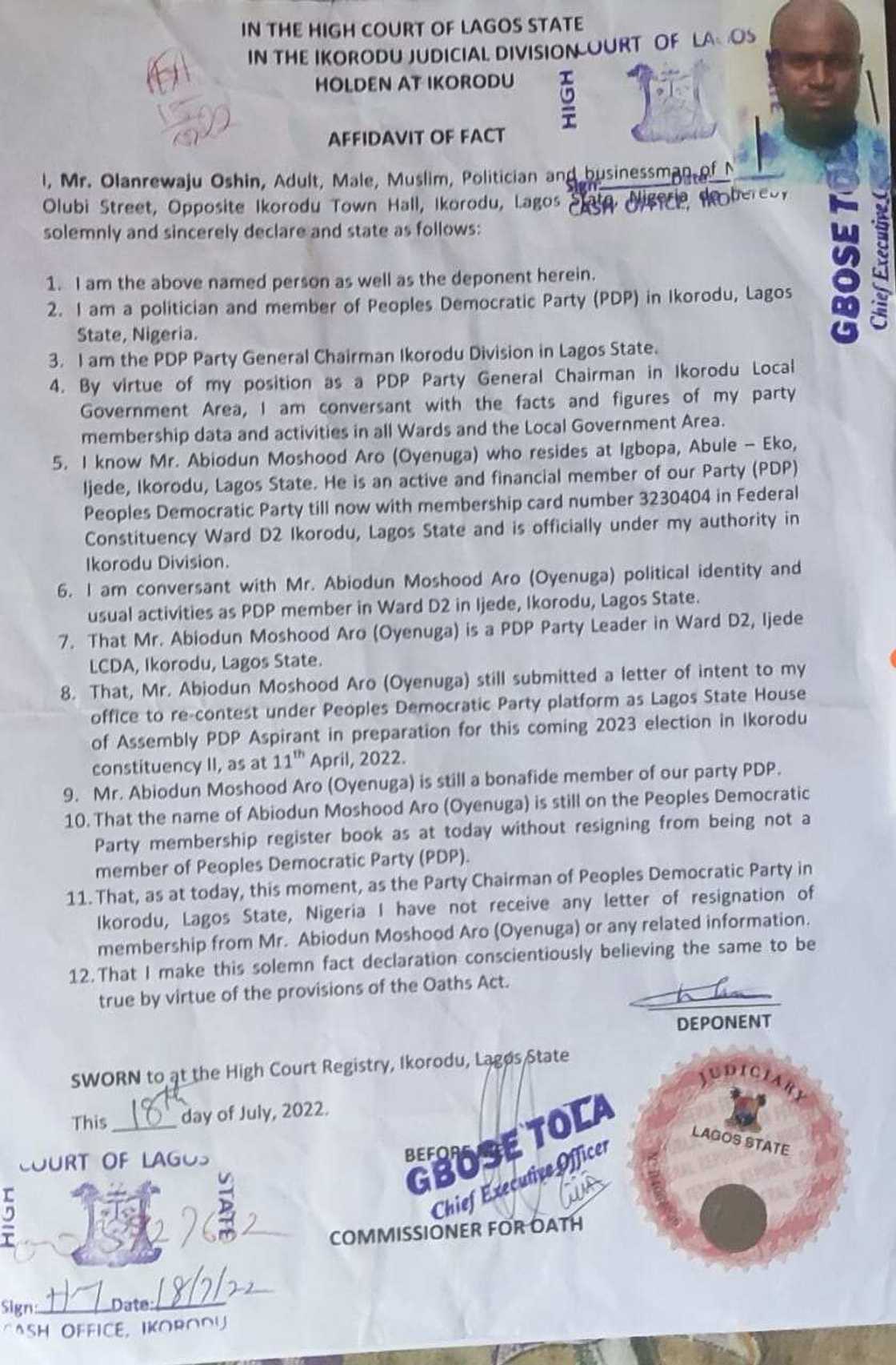 Lagos APC House of Assembly candidate accused of not being a member of the party Lagos APC House of Assembly candidate accused of not being a member of the party