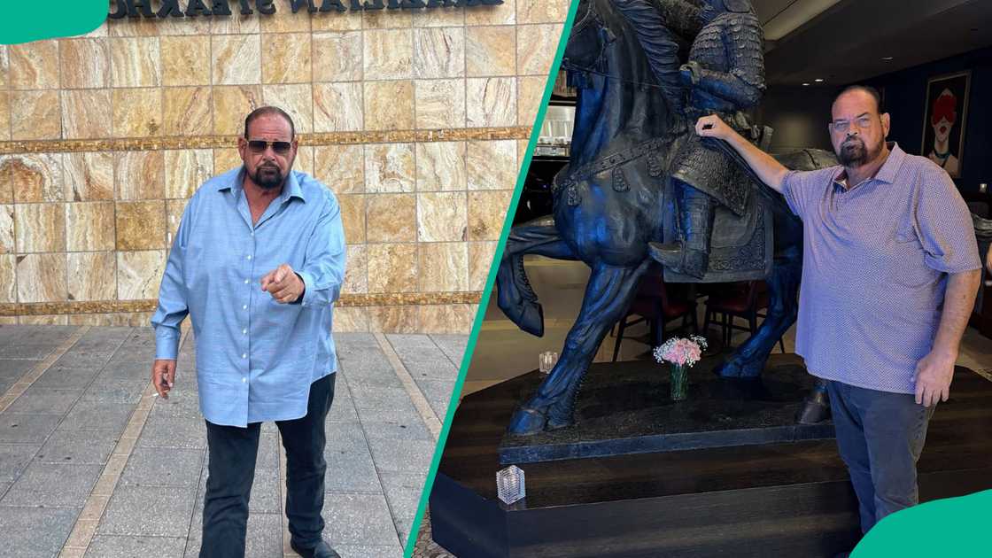 Ben Mallah posing for phots at different locations.