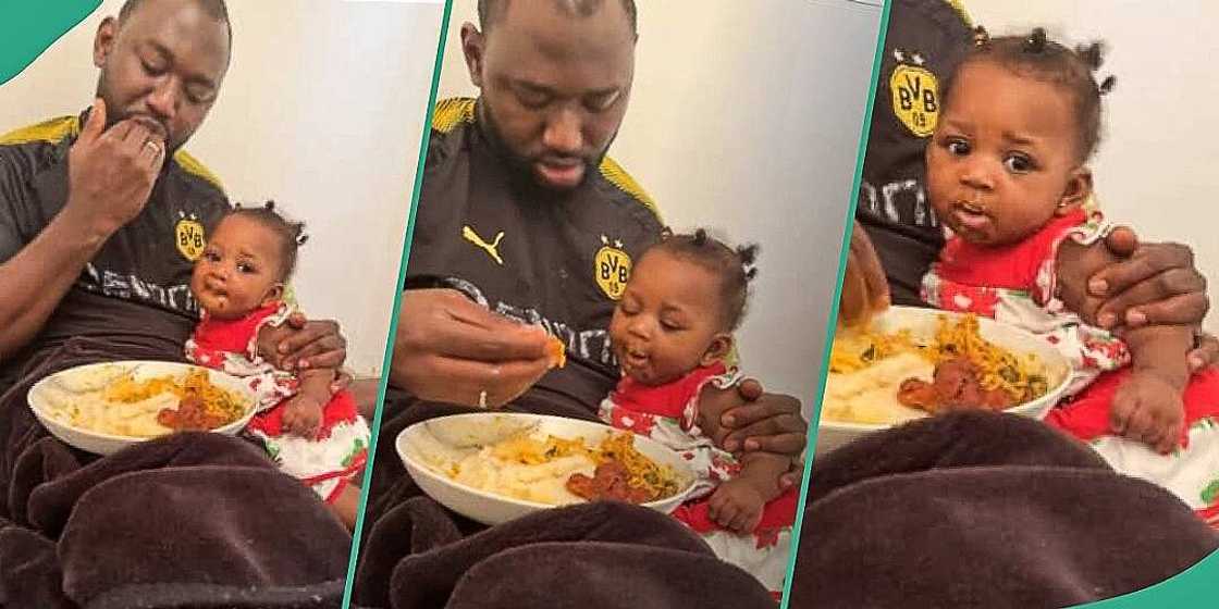 Video of father feeding baby semo and egusi soup trends Video of father feeding baby semo and egusi soup trends