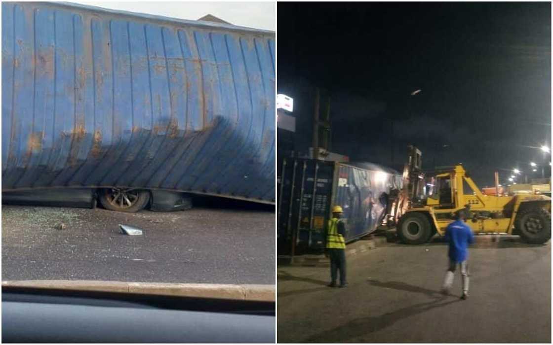 Hotunan Damfareren Kwatena da ya murkushe mota a Jihar Legas Hotunan Damfareren Kwatena da ya murkushe mota a Jihar Legas