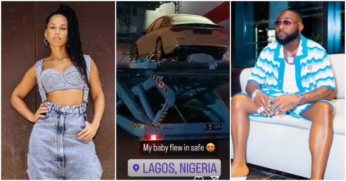 Singer Alicia Keys, Davido and a Maybach Singer Alicia Keys, Davido and a Maybach