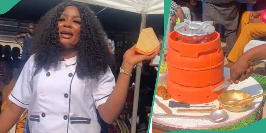 The lady sliced her cake The lady sliced her cake