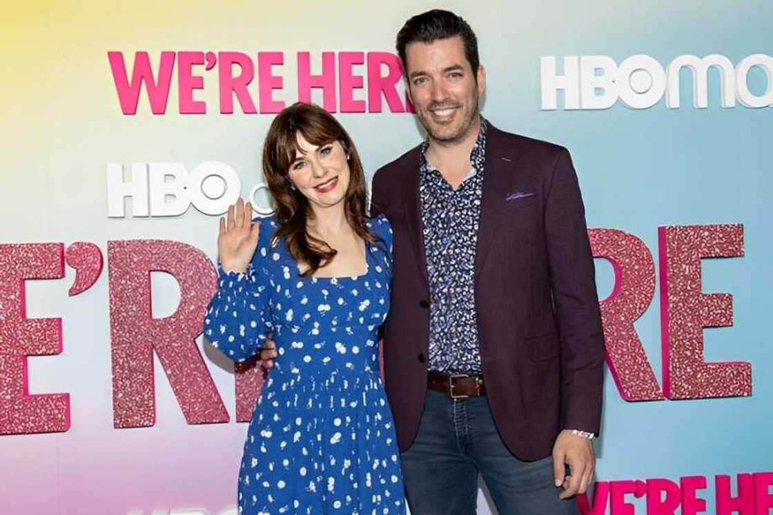 Zooey Deschanel and Jonathan Scott in Culver City, California.