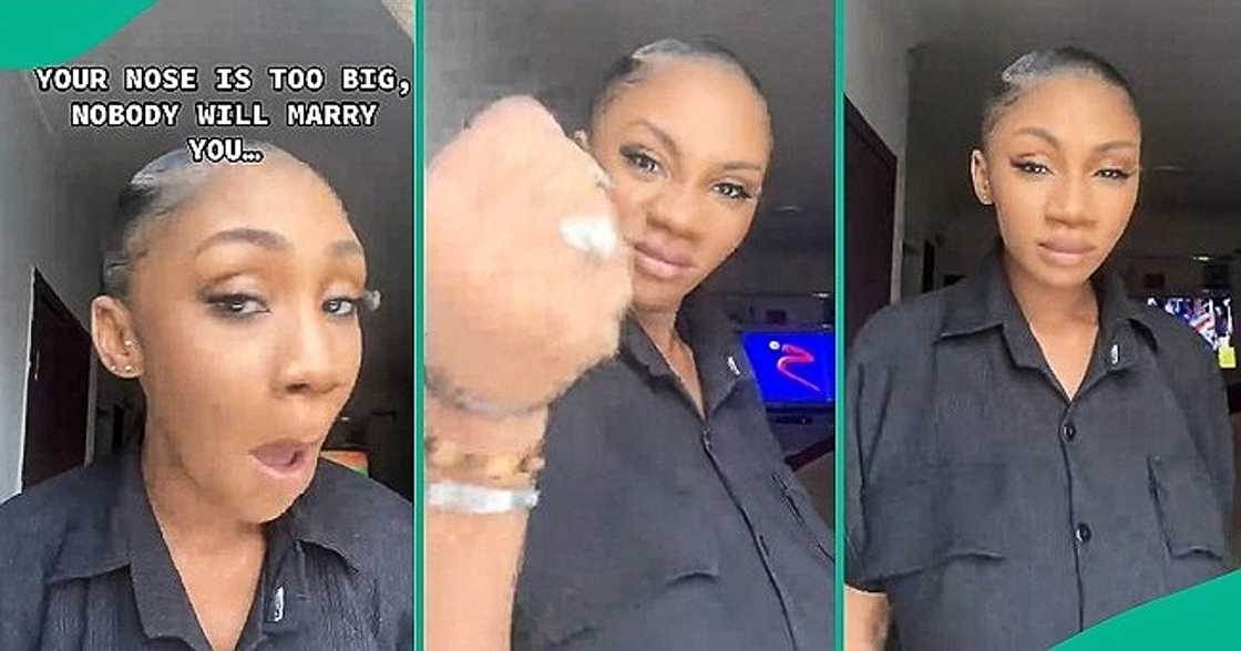 Lady who was criticised over big nose flaunts wedding ring Lady who was criticised over big nose flaunts wedding ring