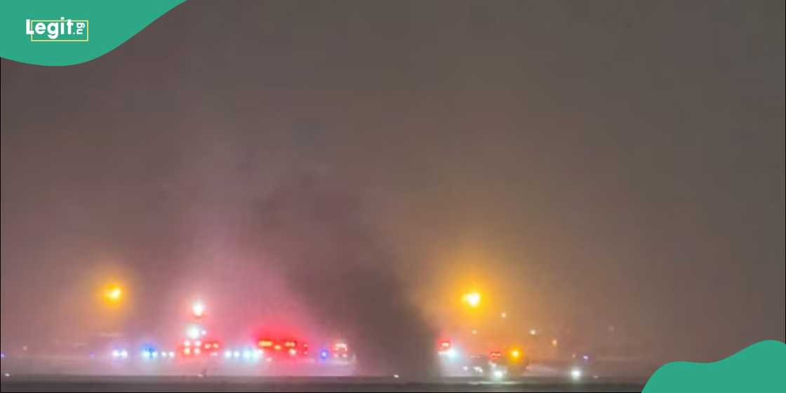 Fire and rescue vehicles were positioned across the airfield.