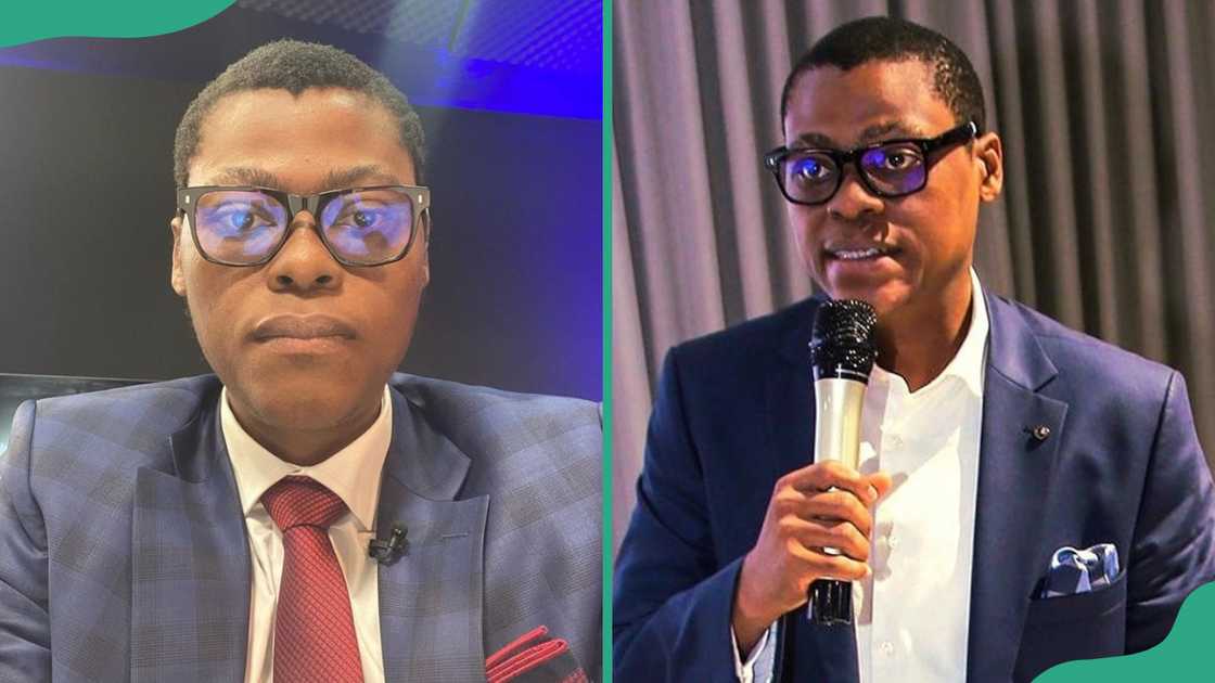 Oseni Rufai attends a meeting (L). The journalist speaks during a conference (R) Oseni Rufai attends a meeting (L). The journalist speaks during a conference (R)