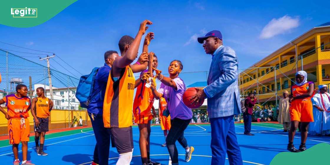 Girls playing basketball in Lagos school