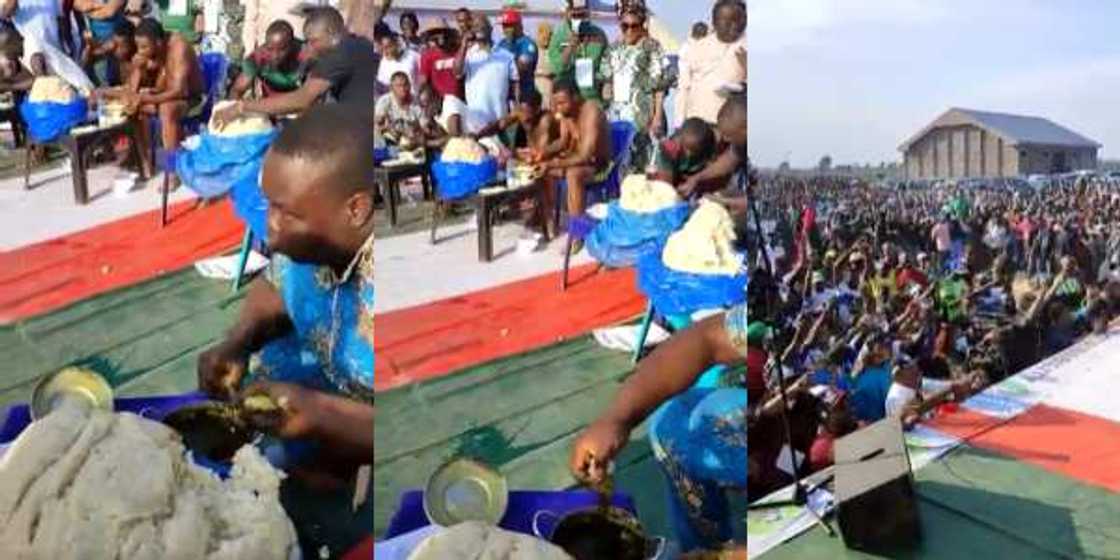 Enter caption/title
Massive Reactions as Cross River Community Engages in Eating Competition in Viral Video