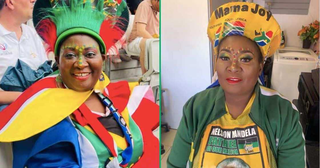 Mama Joy shared a picture with Bafana Bafana's trophy Mama Joy shared a picture with Bafana Bafana's trophy