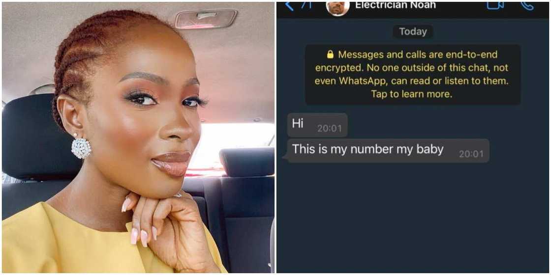 This is my number baby, Nollywood actress Jemima Osunde in stitches after hilarious message from electrician This is my number baby, Nollywood actress Jemima Osunde in stitches after hilarious message from electrician