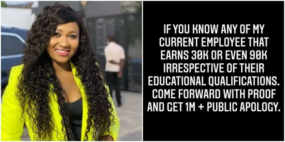 Actress Mary Njoku dares fans to show proof of her husband’s staff being underpaid, promises N1m and apology Actress Mary Njoku dares fans to show proof of her husband’s staff being underpaid, promises N1m and apology