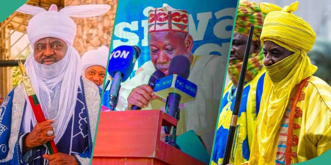 The royal crisis rocking Kano state has taken a new dimension as the former Governor Abdullahi Ganduje's camp revealed plan to return the depose Emir Aminu Ado Bayero to the place currently being occupied by the reinstated Muhammadu Sanusi II. The royal crisis rocking Kano state has taken a new dimension as the former Governor Abdullahi Ganduje's camp revealed plan to return the depose Emir Aminu Ado Bayero to the place currently being occupied by the reinstated Muhammadu Sanusi II.