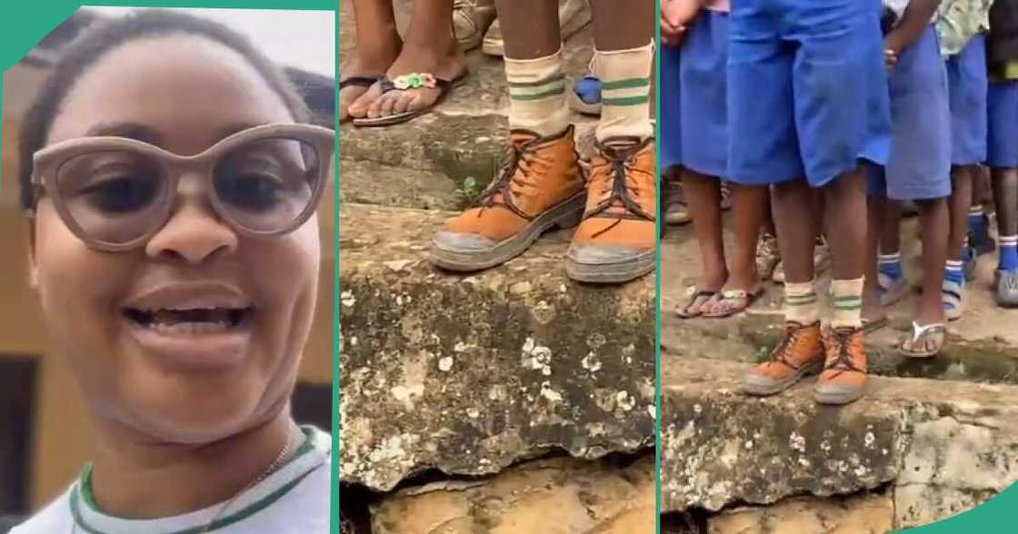 NYSC lady shares video of pupil's shoe.