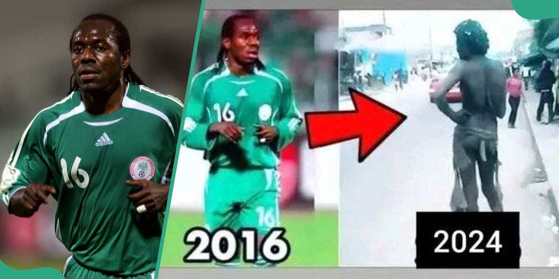 The image showing former Super Eagles star Wilson Oruma mentally ill is false. The image showing former Super Eagles star Wilson Oruma mentally ill is false.