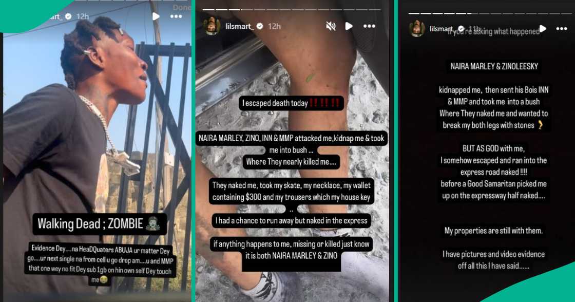 Lil Smart posts on social media to describe alleged mistreatment from Naira Marley and Zinoleesky. Lil Smart posts on social media to describe alleged mistreatment from Naira Marley and Zinoleesky.